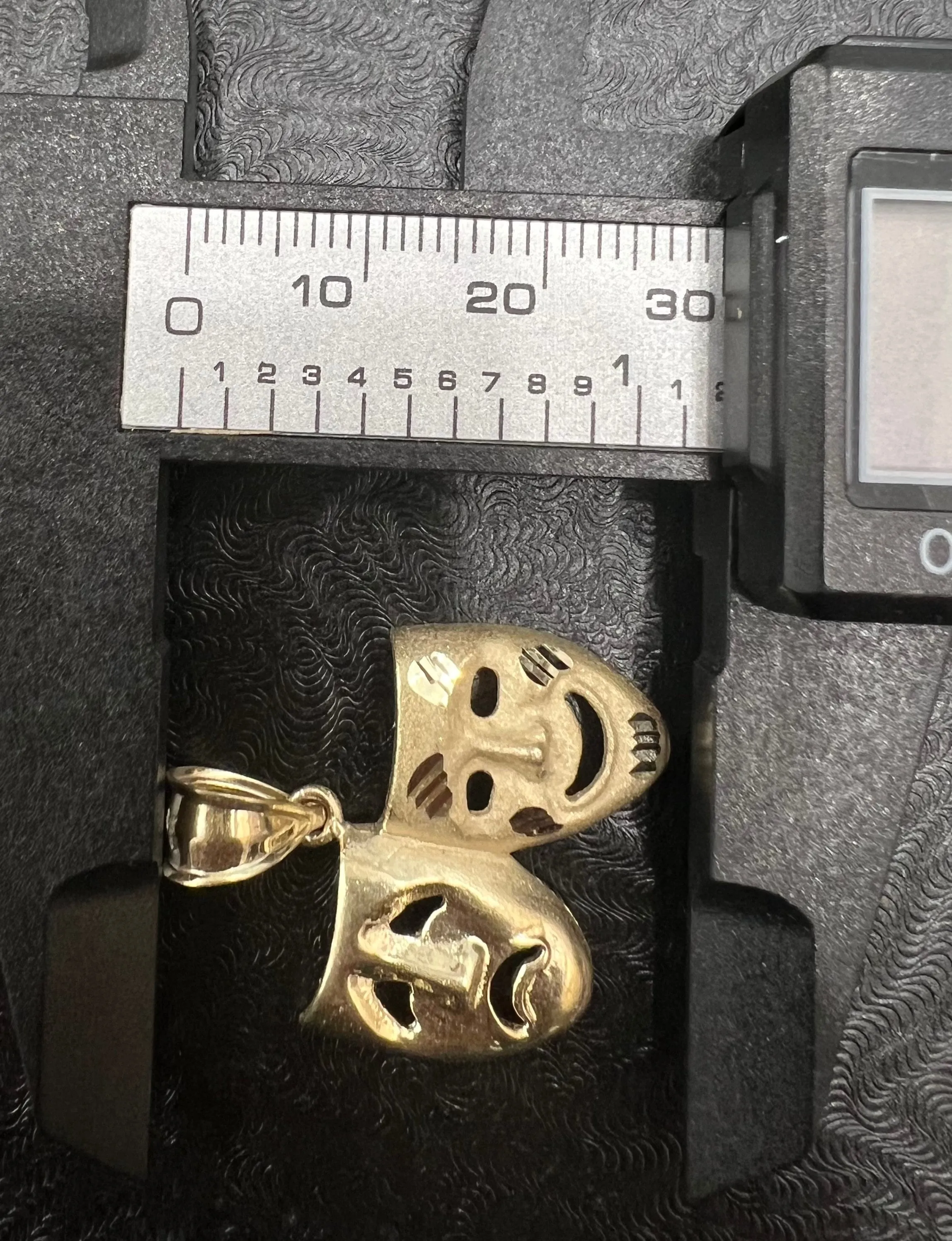 10K Yellow Gold Comedy Tragedy Mask Pendant, Drama Masks Pendant, Human Face Pendant, Crying smile mask Pendant - Dramatic Theater Jewelry