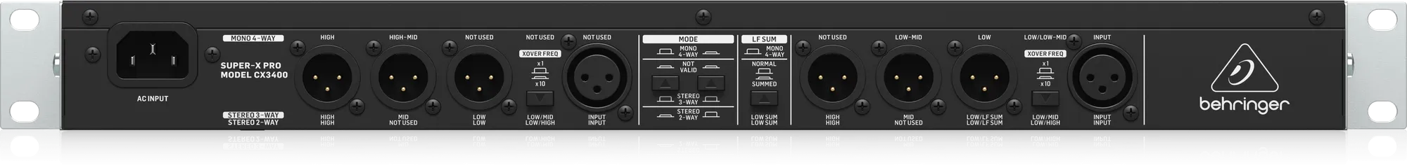 Behringer Super-X Pro CX3400 V2 High-Precision Stereo 2-Way/3-Way/Mono 4-Way Crossover with Limiters, Adjustable Time Delays and CD Horn Correction