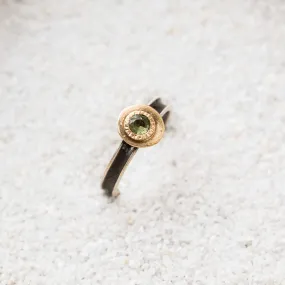 Green Spinel Freeform Ring on Blackened Channel Band