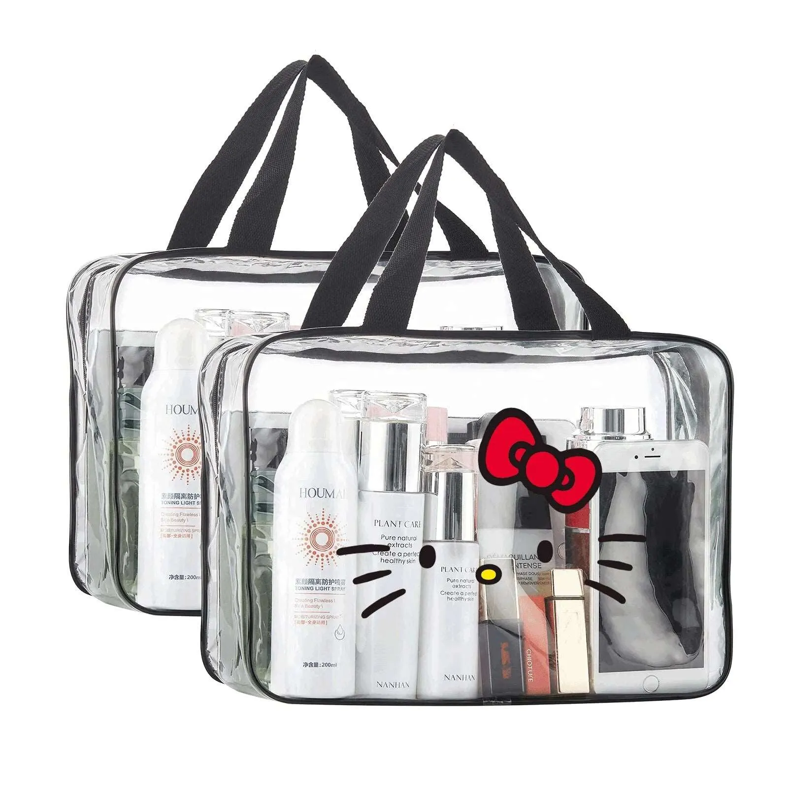 Kawaii Hello Kitty Clear Waterproof Travel Bag (3pcs)