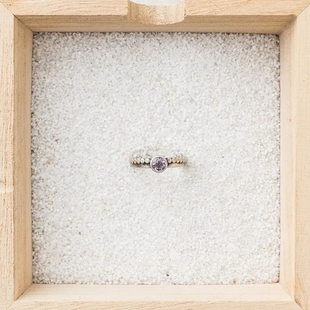 Lavender Spinel Ring on Beaded Band