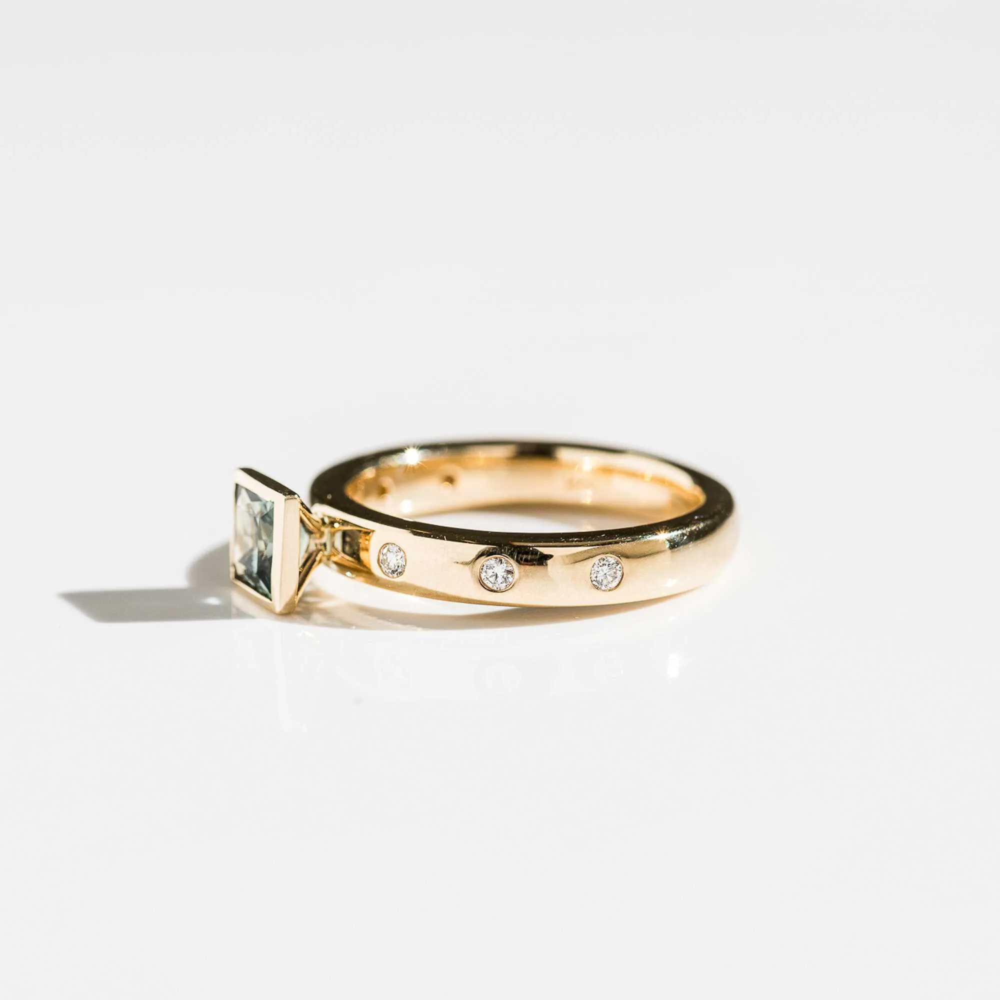 Montana Sapphire Princess Cut Ring with Diamond Accents
