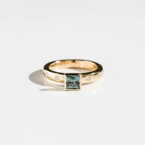Montana Sapphire Princess Cut Ring with Diamond Accents