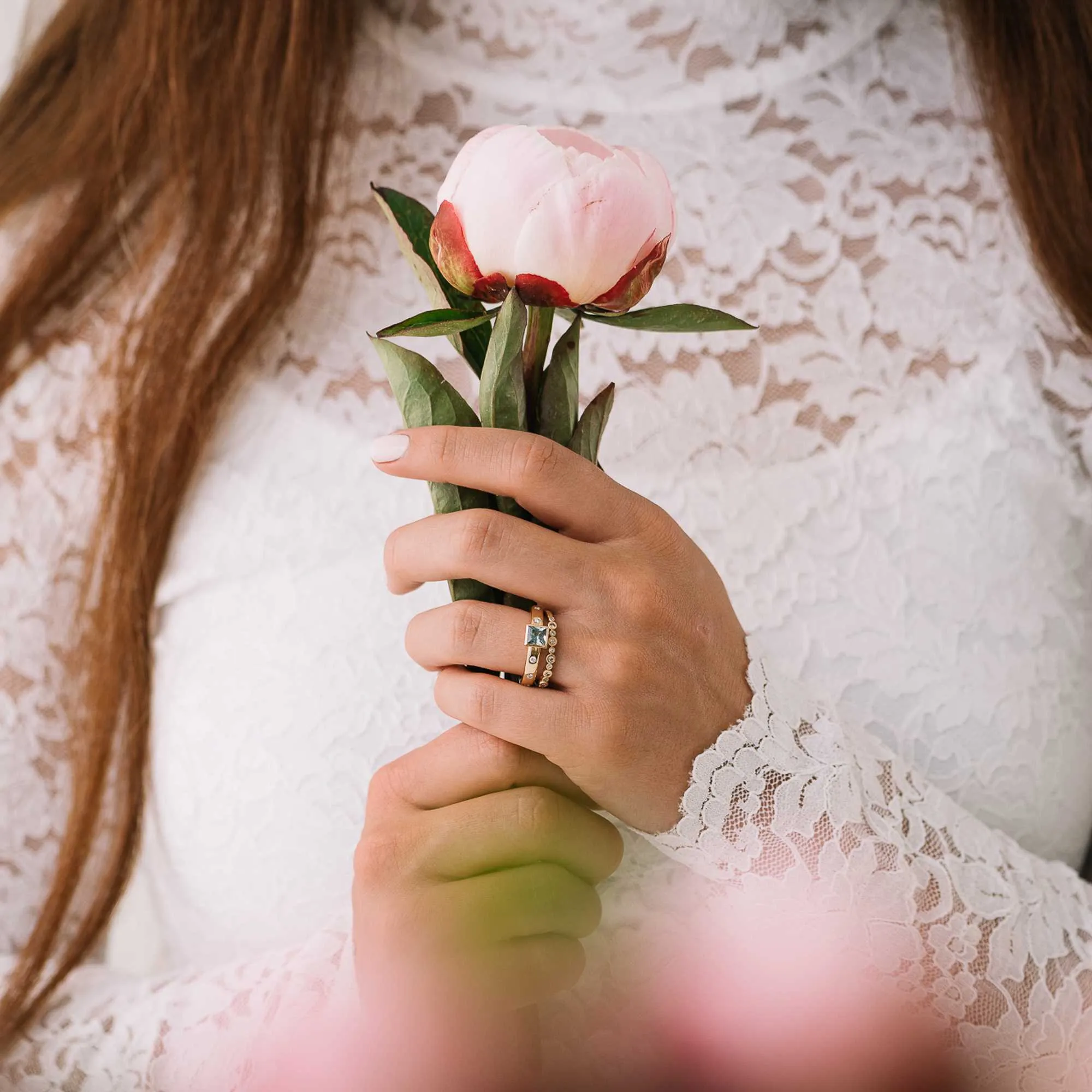 Montana Sapphire Princess Cut Ring with Diamond Accents