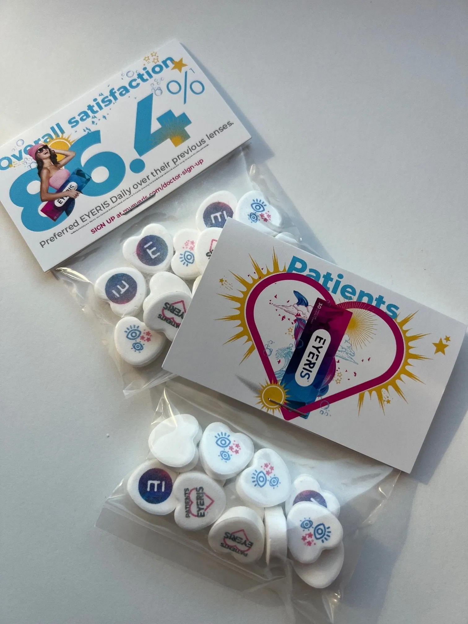 Personalized Candy Hearts Header Bags - 8 Candies Per Bag