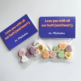 Personalized Candy Hearts Header Bags - 8 Candies Per Bag