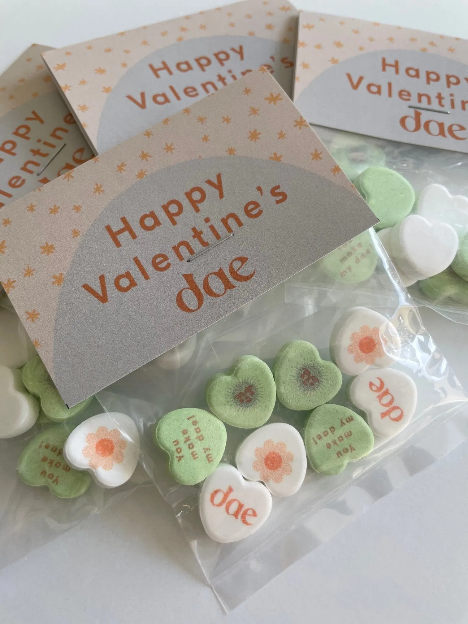 Personalized Candy Hearts Header Bags - 8 Candies Per Bag
