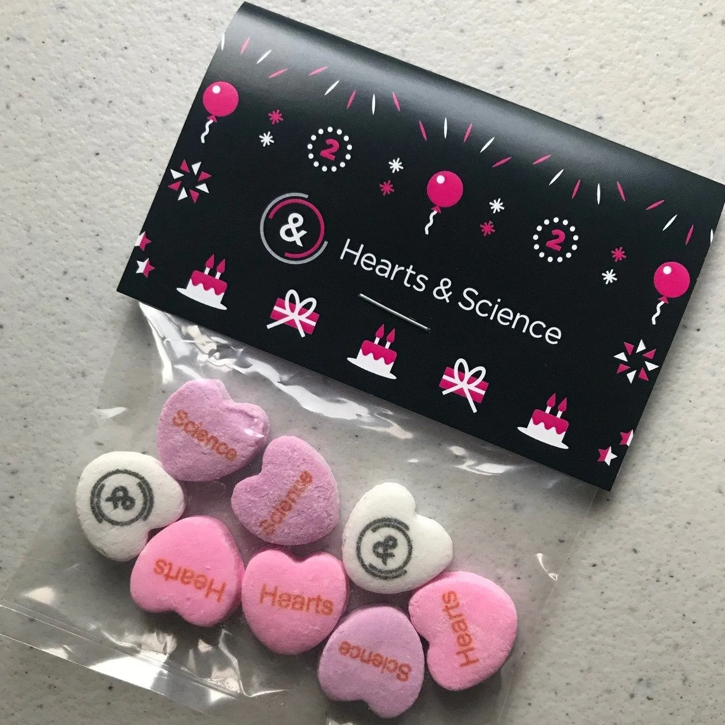 Personalized Candy Hearts Header Bags - 8 Candies Per Bag