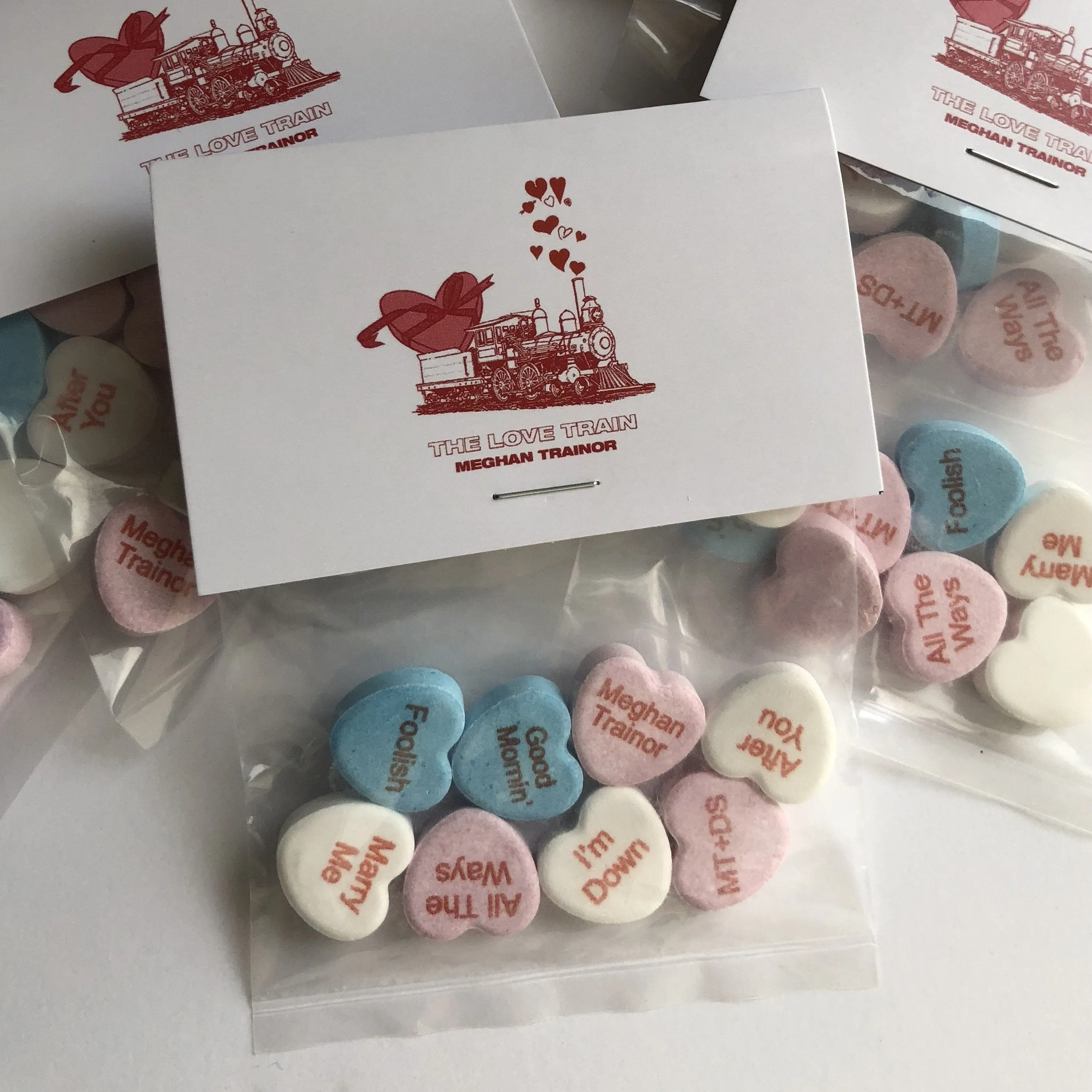 Personalized Candy Hearts Header Bags - 8 Candies Per Bag