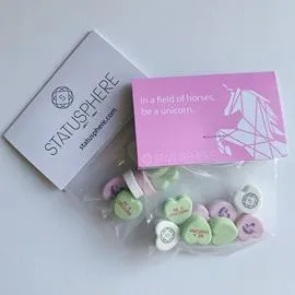 Personalized Candy Hearts Header Bags - 8 Candies Per Bag