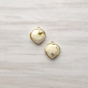 White Jasper Heart Rim Set Dangles