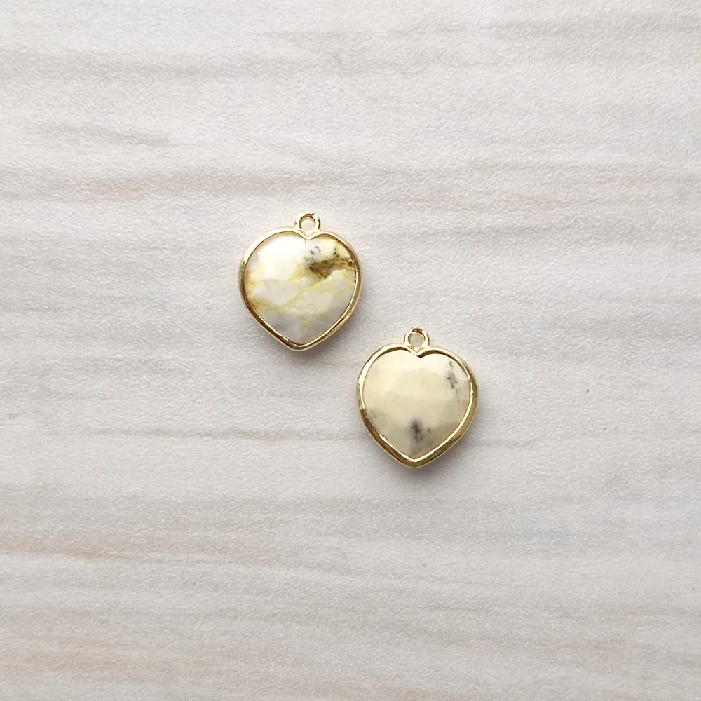 White Jasper Heart Rim Set Dangles